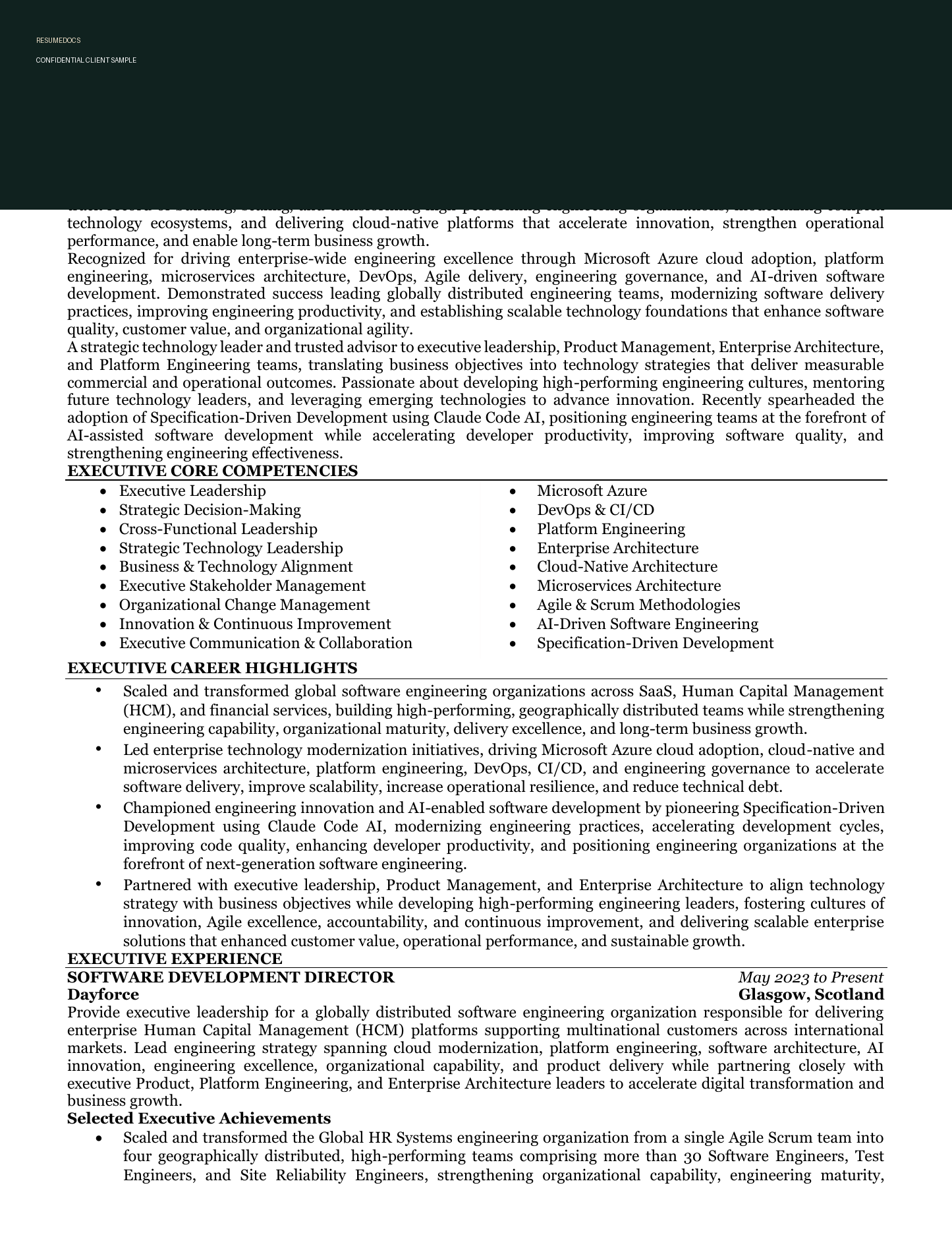 Redacted technology executive resume sample